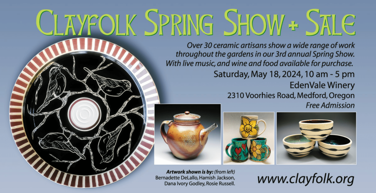 Clayfolk Show & Sale is the Southern Oregon Potters’ Association annual signature event